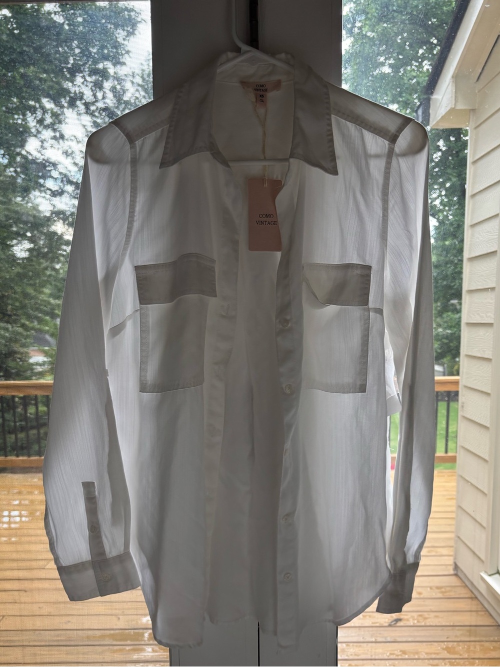 NWT Como Vintage White Lightweight button up long sleeve Shirt Women’s XS